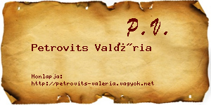 Petrovits Valéria névjegykártya