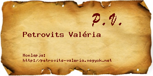 Petrovits Valéria névjegykártya
